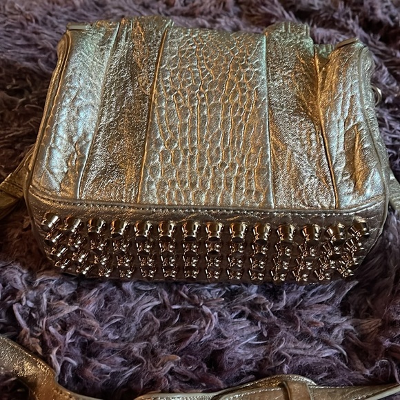 Alexander Wang  Rocco Gold Leather Crossbody Bag Gold Studded Bottom - Picture 5 of 17
